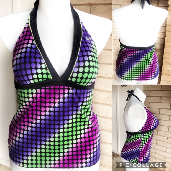 Nike Other - Nike Tankini Top Multi Color Dot/Black Trim